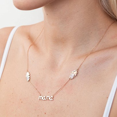 Золоте кольє "Мама і дівчатка" (фіаніти) кол00995 №2