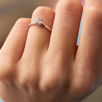 Помолвочное кольцо с фианитами (белое золото) к07168 №2