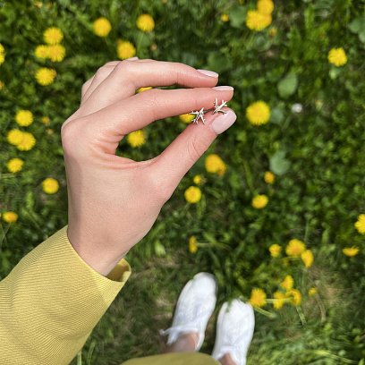 Золоті сережки-пусети "Літачок" с06697 №3