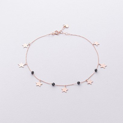 Золотий браслет "Зірочки" на ногу (фіаніти) б04389