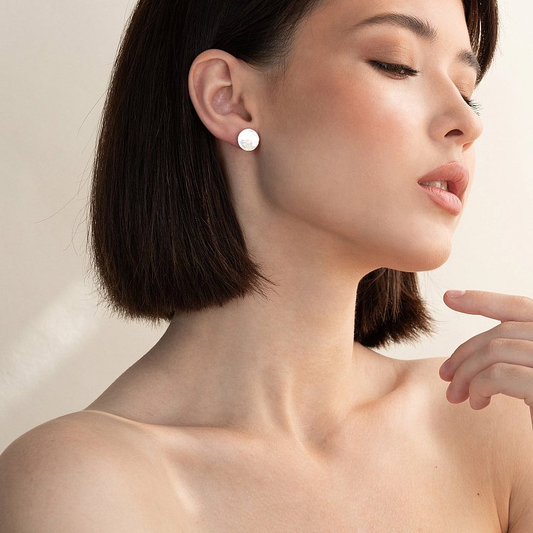 Серебряные серьги-пусеты "Солнечные зайчики" (маленькие) 123041 от ювелирного магазина Оникс - 6