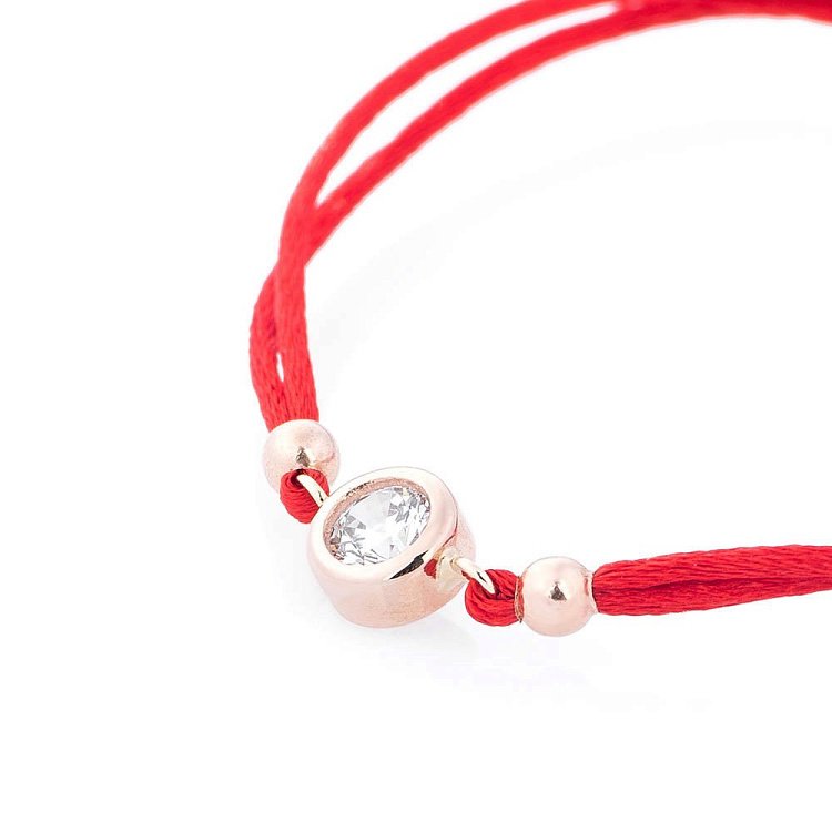 Браслет с красной нитью и фианитом б03095 от ювелирного магазина Оникс - 1