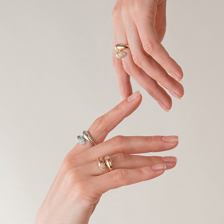 Каблучка "Rosemarie" у білому золоті (фіаніти) к08289 від ювелірного магазину Онікс - 4