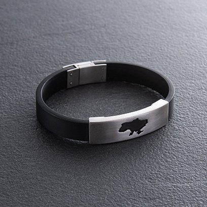 Каучуковый браслет "Карта Украины" с серебряными вставками 10812 №5