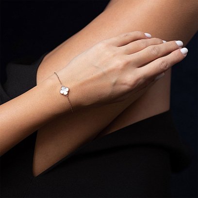 Браслет "Конюшина" в червоному золоті (перламутр) б04457 №2