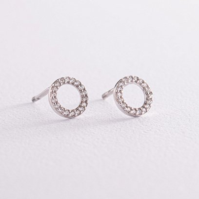 Серебряные серьги "Круговорот" с фианитами OR116150 №9