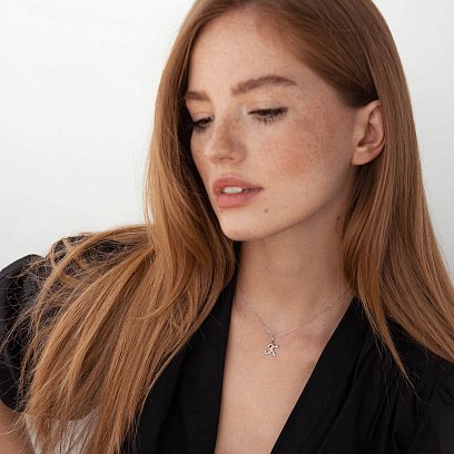 Золотая подвеска "Буква К" с бриллиантами пК №4