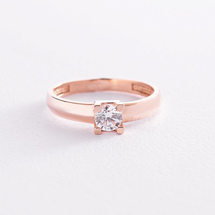 Золотое помолвочное кольцо с фианитом к07023 от ювелирного магазина Оникс - 1