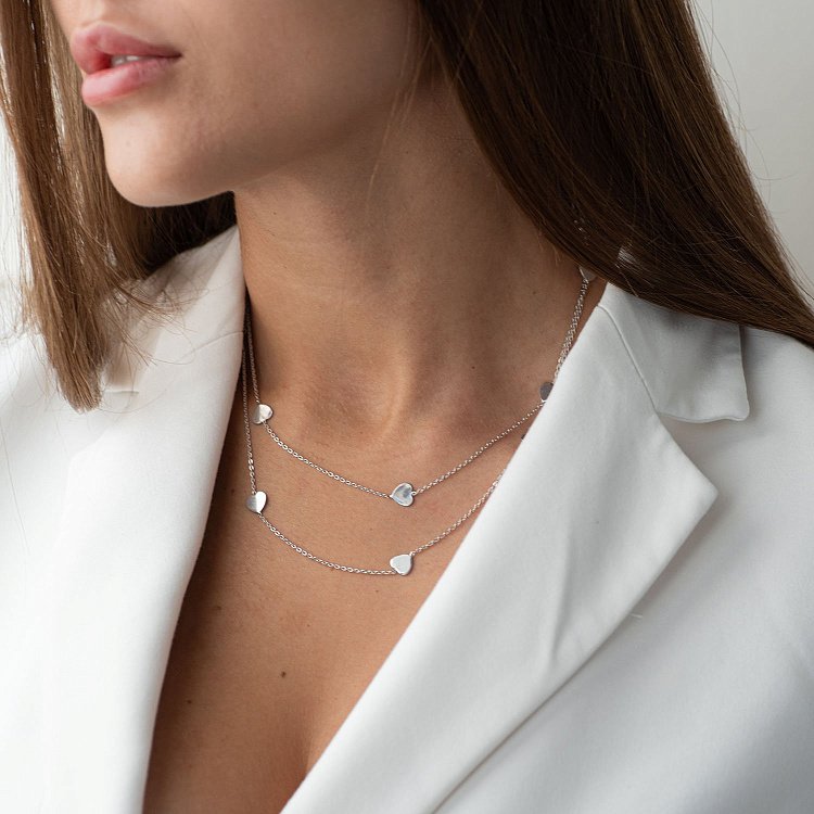 Срібне кольє "Сердечка" 181080 від ювелірного магазину Онікс - 5