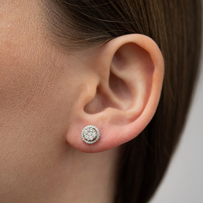 Золотые серьги - пусеты с бриллиантами сб0616cha №8