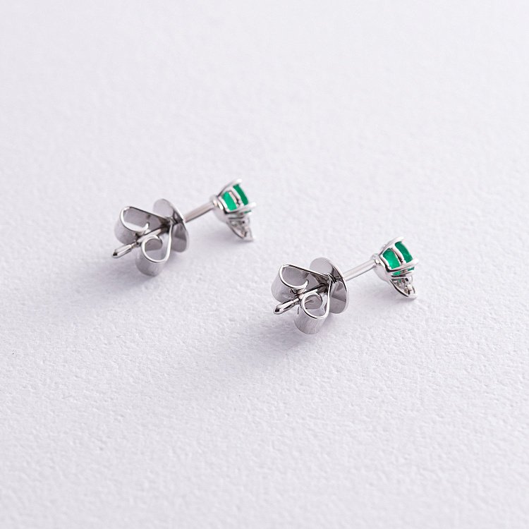 Золотые серьги - пусеты с изумрудами и бриллиантами сб0458nl от ювелирного магазина Оникс - 4