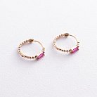 Золотые серьги - кольца "Аннабель" с розовыми фианитами с08499 от ювелирного магазина Оникс - 6