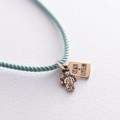 Золотая подвеска "Спаси и сохрани" (чернение) п03244 №2