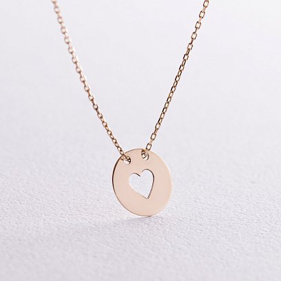 Кольє "Сердечко" у жовтому золоті кол01700с №2