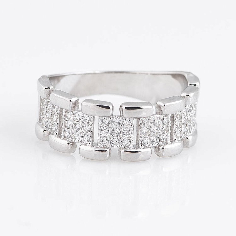 Срібний перстень з фіанітами 111841 від ювелірного магазину Онікс - 2