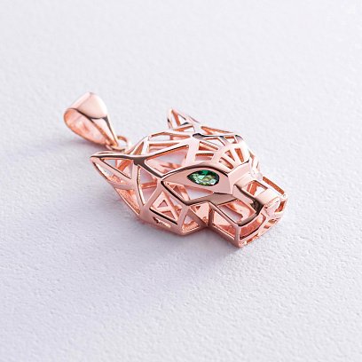 Підвіска "Пантера" у червоному золоті (фіаніти) п03679