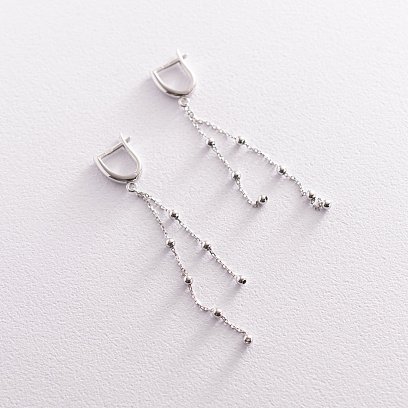 Серьги "Шарики" в белом золоте с07170