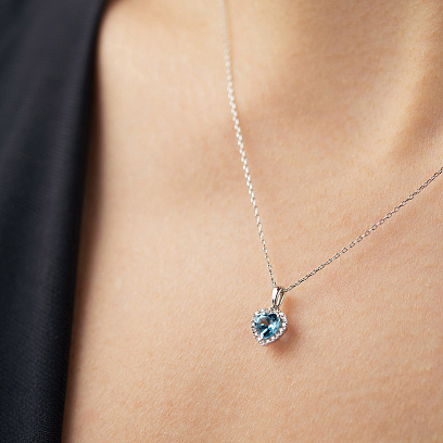 Золотое колье "Сердечко" с топазом и бриллиантами колб0190ca №6