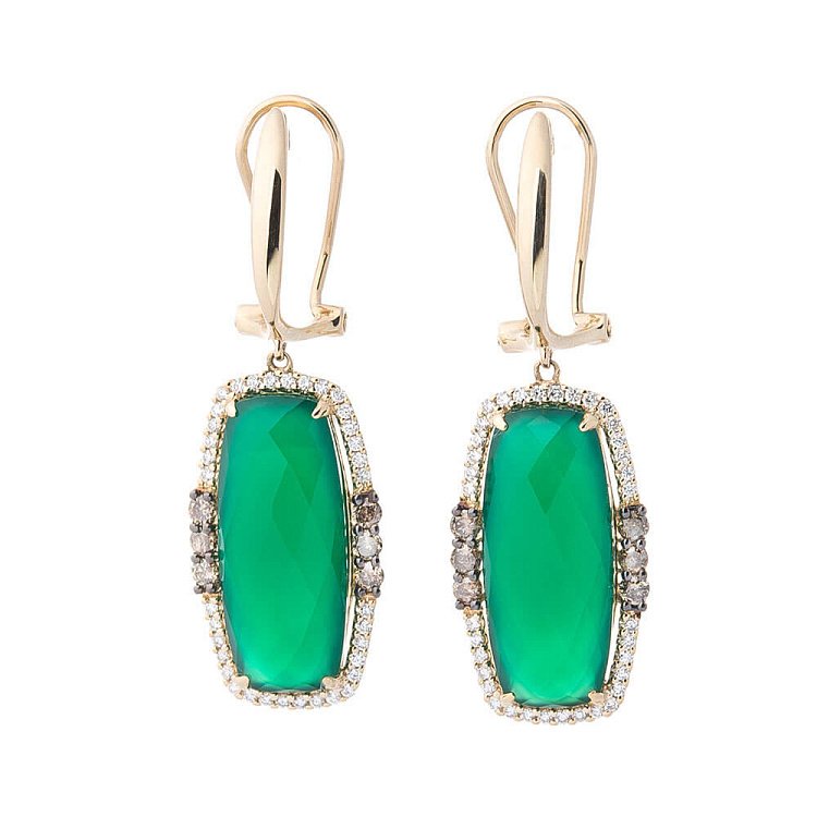 Золотые серьги с агатом и бриллиантами сб0063A1 - 1 Золотые серьги с агатом и бриллиантами сб0063A1 от ювелирного магазина Оникс - 1