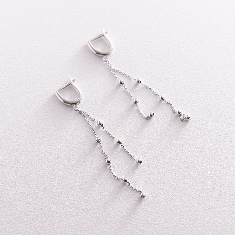 Серьги "Шарики" в белом золоте с07170 от ювелирного магазина Оникс