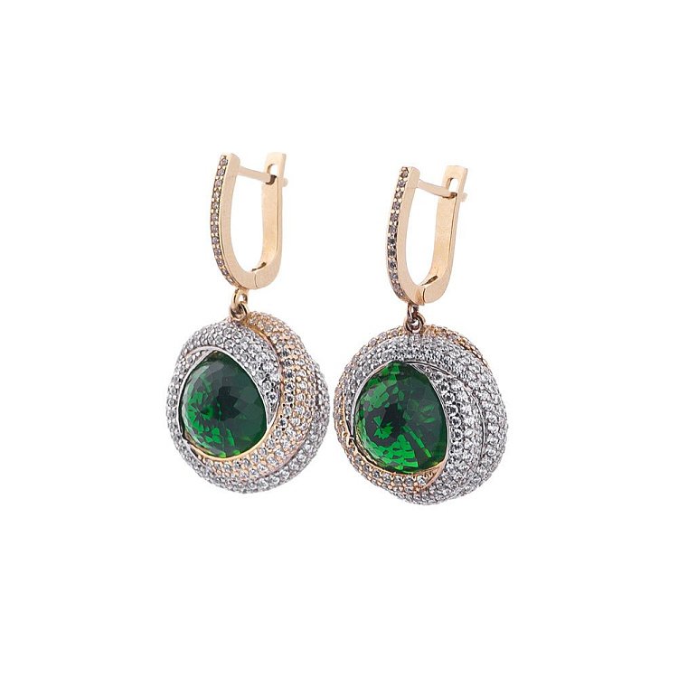 Золотые серьги с фианитами с04113 от ювелирного магазина Оникс