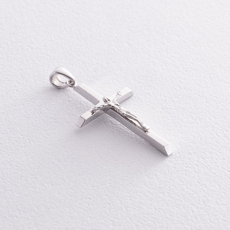 Крестик "Распятие. Спаси и Сохрани" (на укр. языке) в белом золоте п02732 от ювелирного магазина Оникс