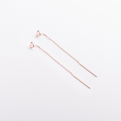 Золоті сережки - протяжки "Сердечки" с09651