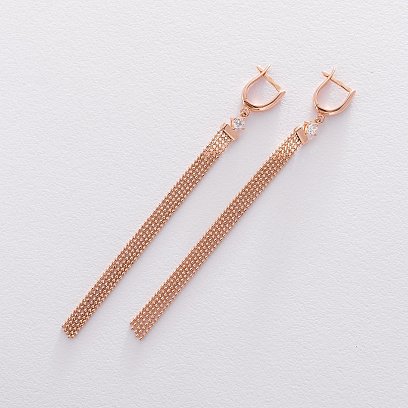 Висячі сережки з червоного золота с06319 №4