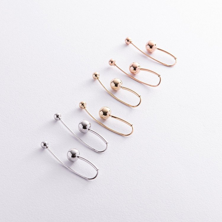 Золоті сережки "Натхнення" з кульками с07982 від ювелірного магазину Онікс - 4