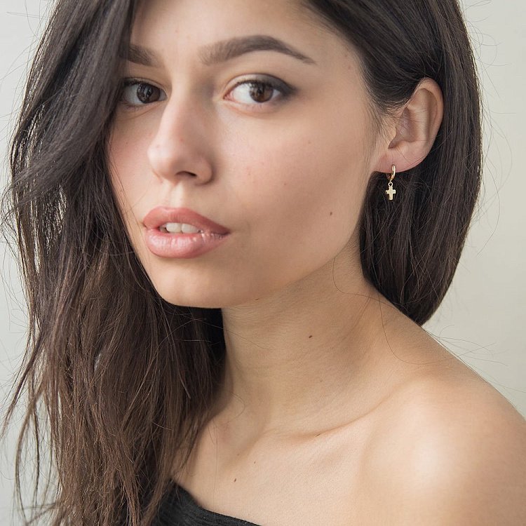 Золоті сережки "Хрестики" с04413 від ювелірного магазину Онікс - 1