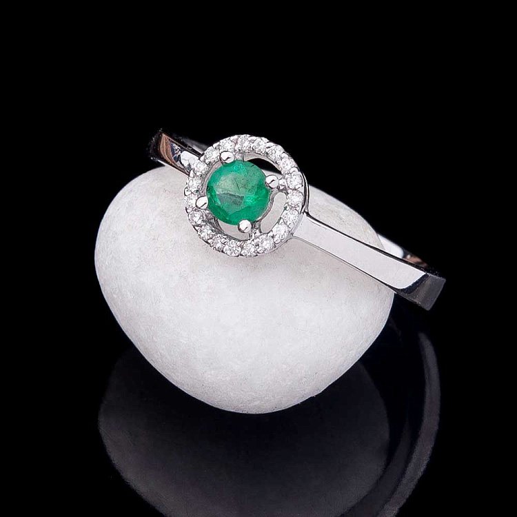 Заручальна каблучка з діамантами і смарагдами LDR0591-p від ювелірного магазину Онікс - 4