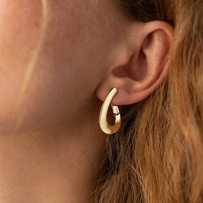 Серьги "Капельки" в желтом золоте с08524