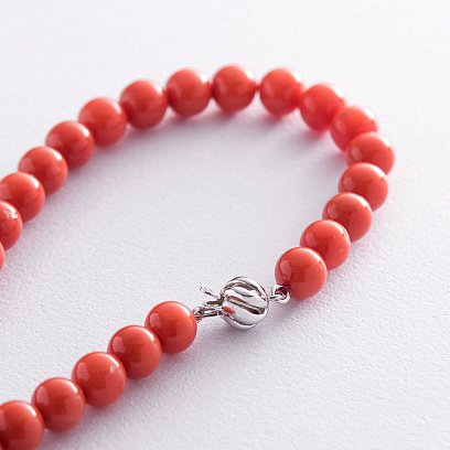 Бусы из коралла (золотая застежка) бус3389 №4