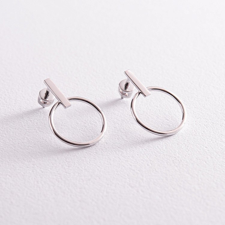 Золотые серьги - пусеты "Уверенность" с06685 от ювелирного магазина Оникс - 2