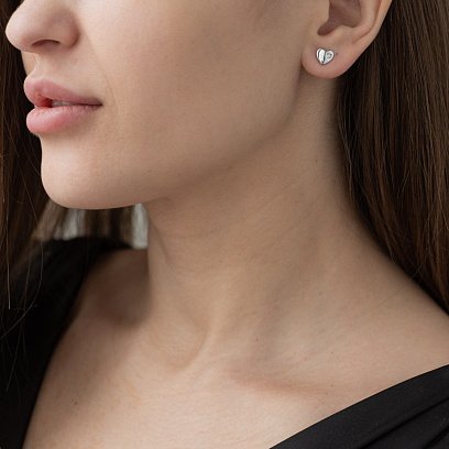 Золотые серьги "Сердечки" с фианитами с06722 №4