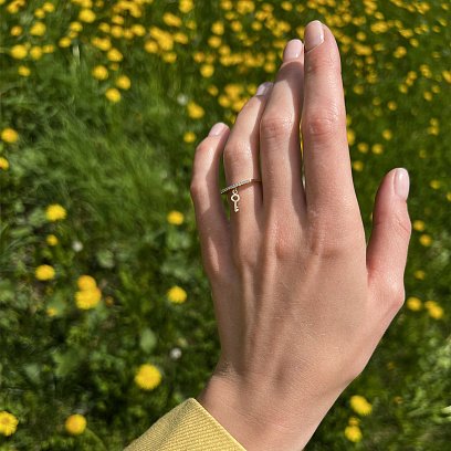 Золотое кольцо "Ключик" с фианитами к07004 №2