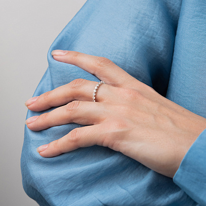 Золота каблучка з доріжкою діамантів кб0687ri №5