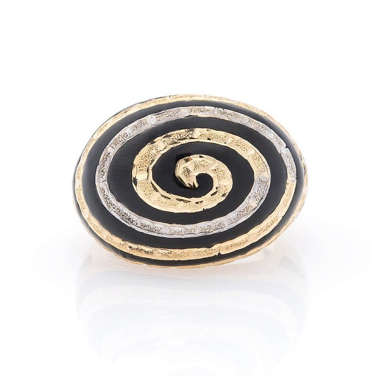 Золота каблучка з емаллю к02702 від ювелірного магазину Онікс - 2