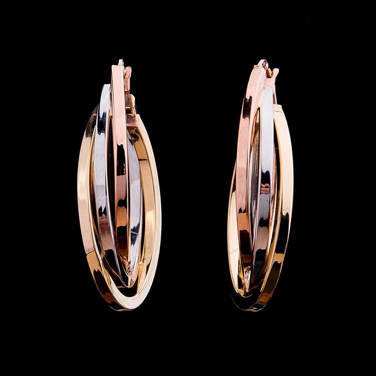 Золотые серьги "Кольца" с01853 от ювелирного магазина Оникс - 2