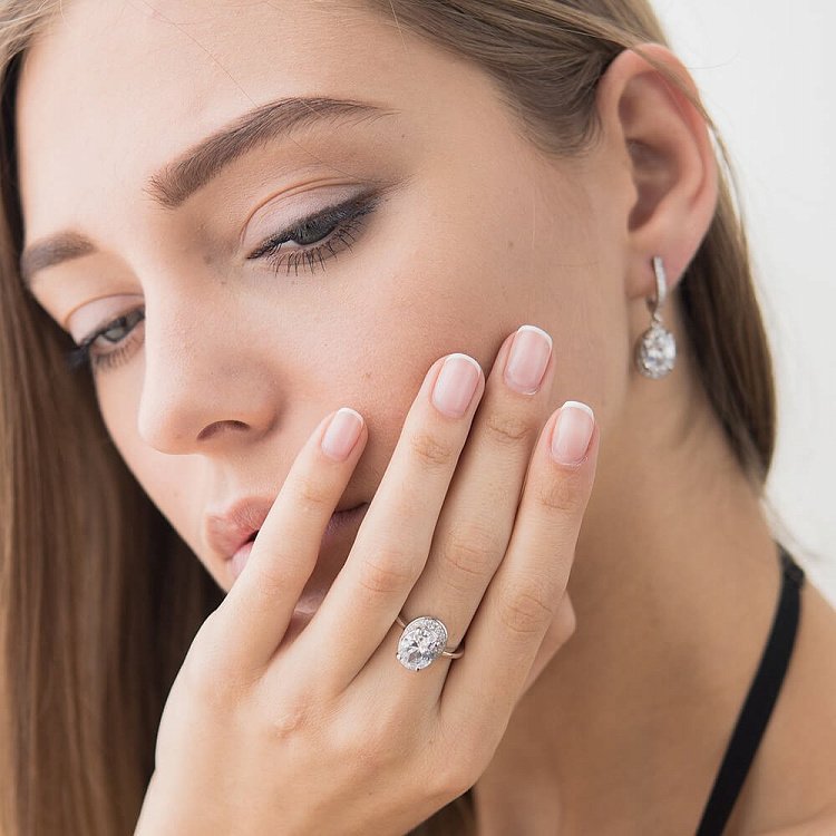 Серьги с белыми фианитами с6 - 4 Серьги с белыми фианитами с6 от ювелирного магазина Оникс - 4