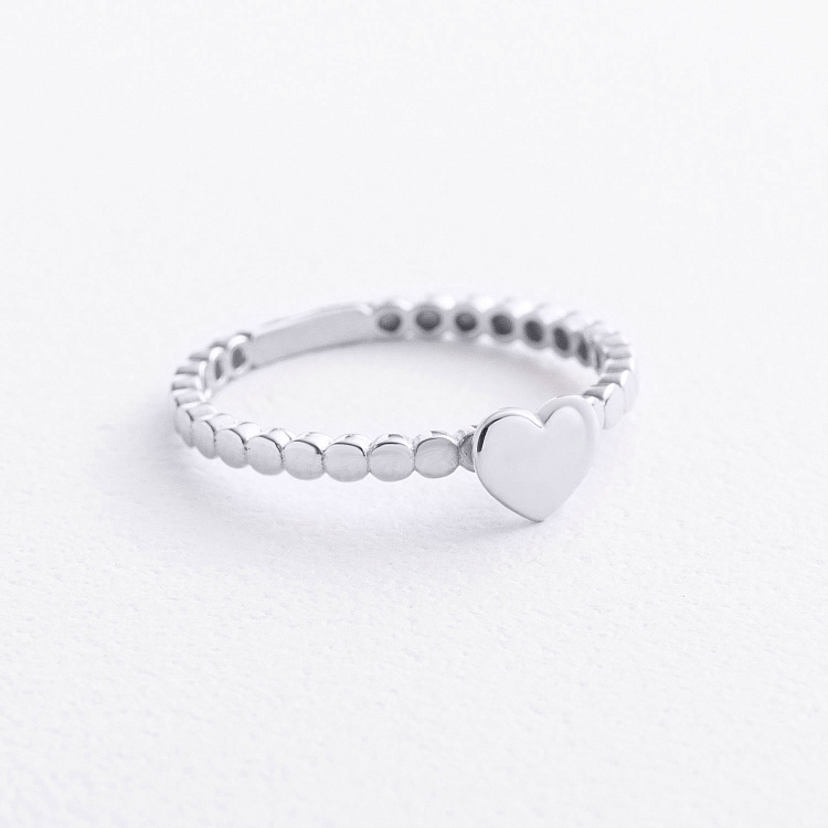 Каблучка "Серце" в білому золоті к08486 від ювелірного магазину Онікс