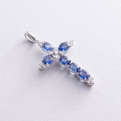 Золотий хрест (сапфір, діамант) пб0133gm