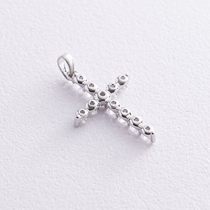 Хрестик у білому золоті з діамантами пб0312nl №3