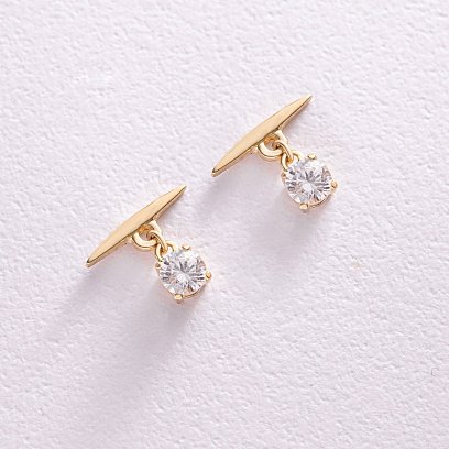 Серьги - пусеты "Эстер" в желтом золоте (фианиты) с07933