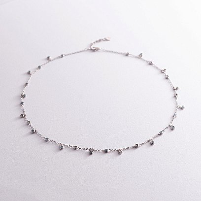 Серебряное колье с голубыми фианитами 181156