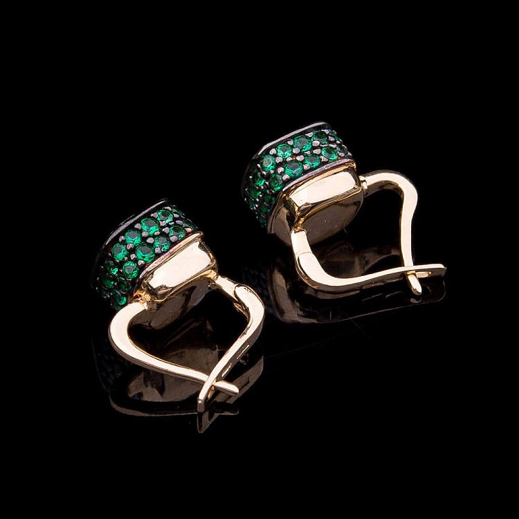 Золоті сережки з фіанітами с03910 від ювелірного магазину Онікс - 2