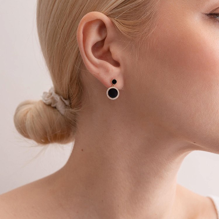 Золоті сережки - пусети з діамантами і емаллю 315783121 від ювелірного магазину Онікс