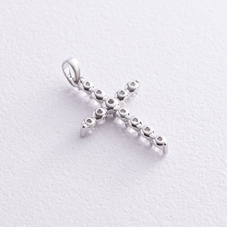 Хрестик у білому золоті з діамантами пб0312nl від ювелірного магазину Онікс - 2