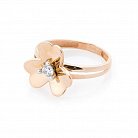 Золотое кольцо "Цветок" с фианитом к05402 от ювелирного магазина Оникс - 1