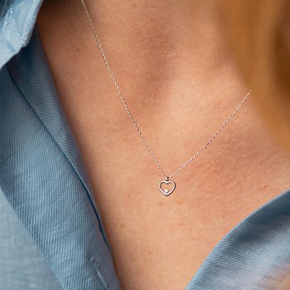Колье "Сердечко" в белом золоте кол02379 №2